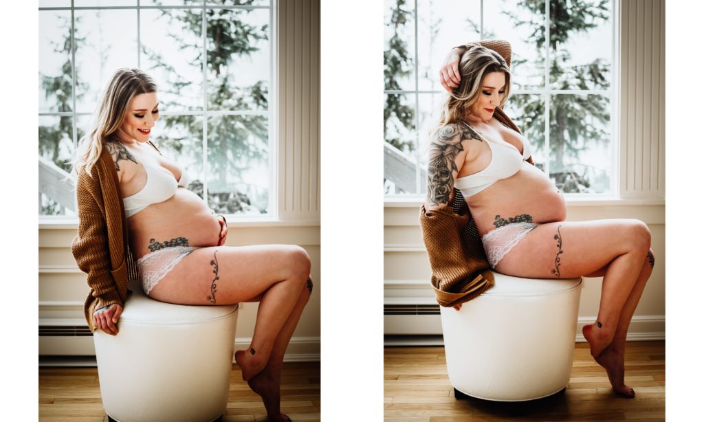 beautiful mama maternity boudoir pose