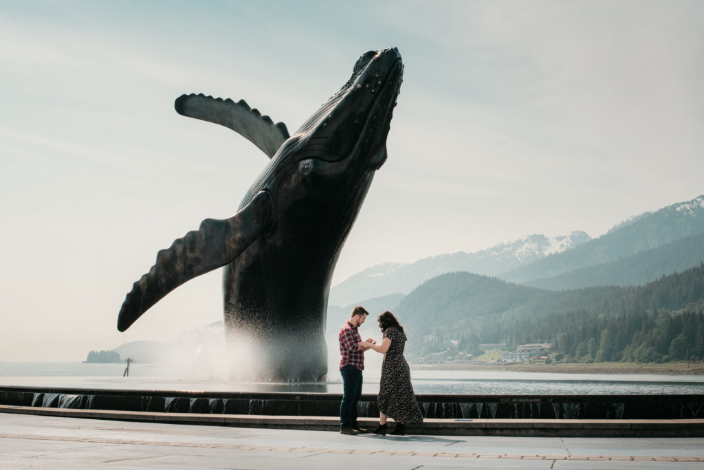 the fountains begin at the whale statue in juneau alaska