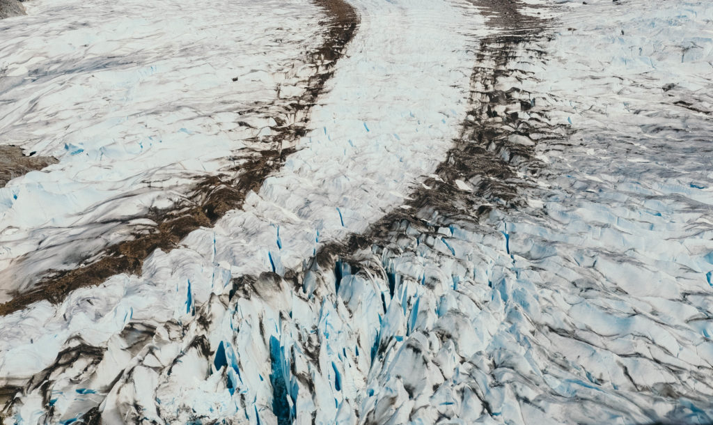 herbert glacier ice field from above