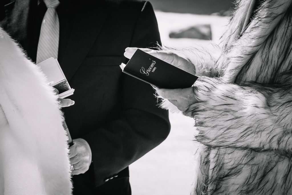 grooms vows and fur coat