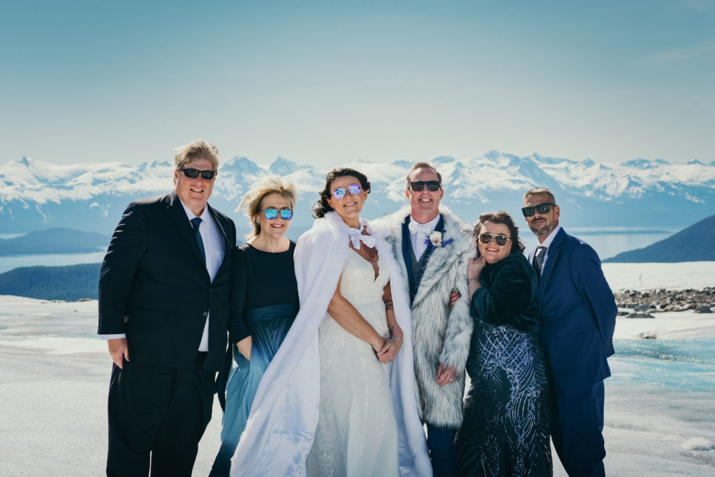 wedding party on herbert glacier
