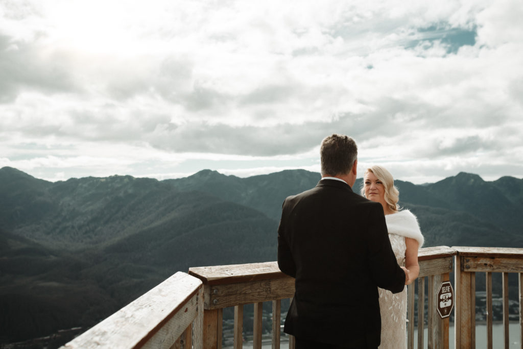 alaska mountaintop elopement vow exchange