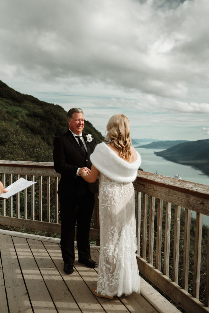 alaska mountaintop elopement vows on top of mount roberts