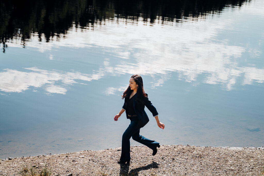 Alaska Commercial Branding Photography in front of reflective lake